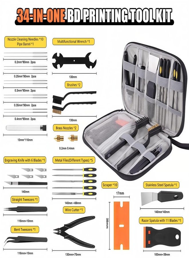 Serplex® 3D Printer Tool Kit with Storage Bag, Includes Scrapers, Tweezers, Pliers, Brushes, Nozzle Cleaning Tools, Wrenches &More, 3D Printer Repair Maintenance Kit - Image 2